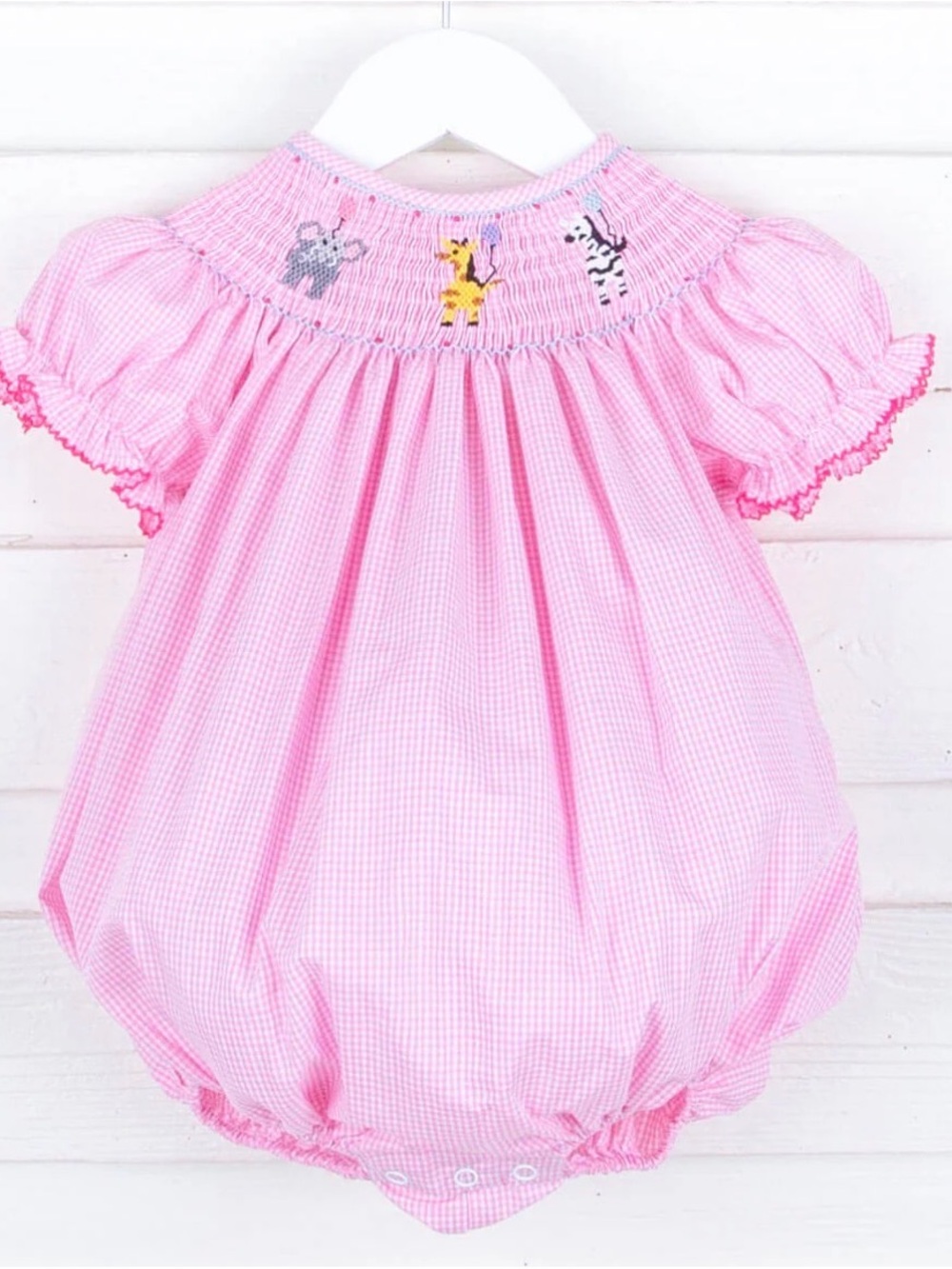 Classic Whimsy Safari Party Smocked Pink Bubble 3T